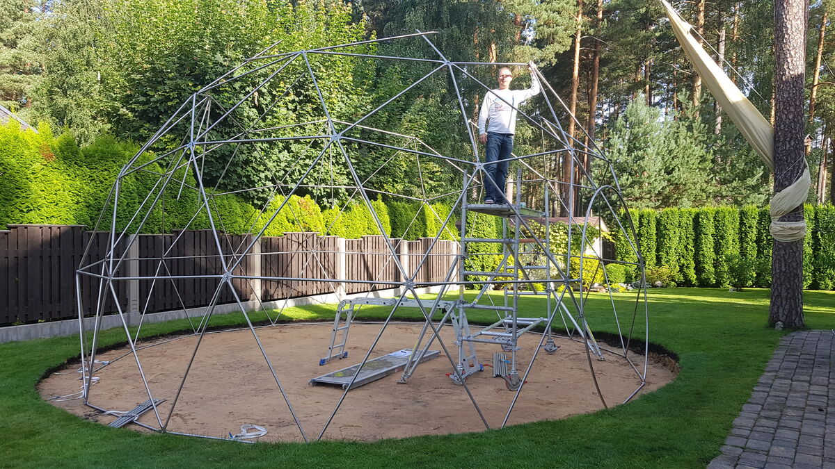Geodesic dome structure close-up