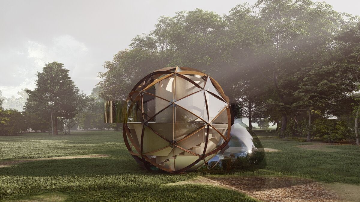 Geodesic dome 3D render — exterior design