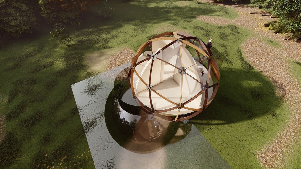 Geodesic dome 3D render — landscape